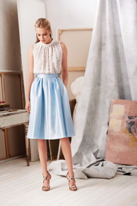 Light blue satin skirt