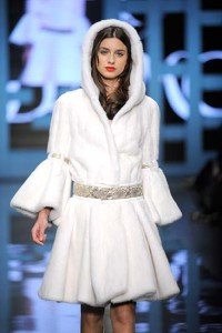 White Colored long fur for woman