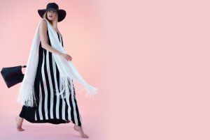 Gusto black and white striped dress