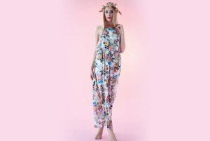 Gusto flowered overalls